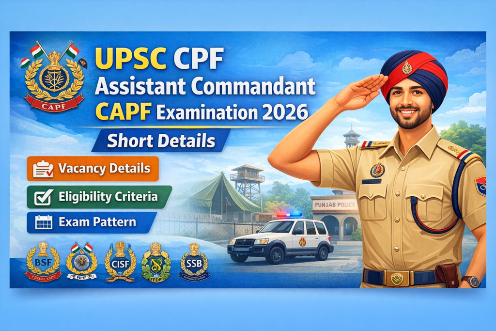 UPSC CAPF Assistant Commandant 2026 Notification, Exam Date, Eligibility, Salary