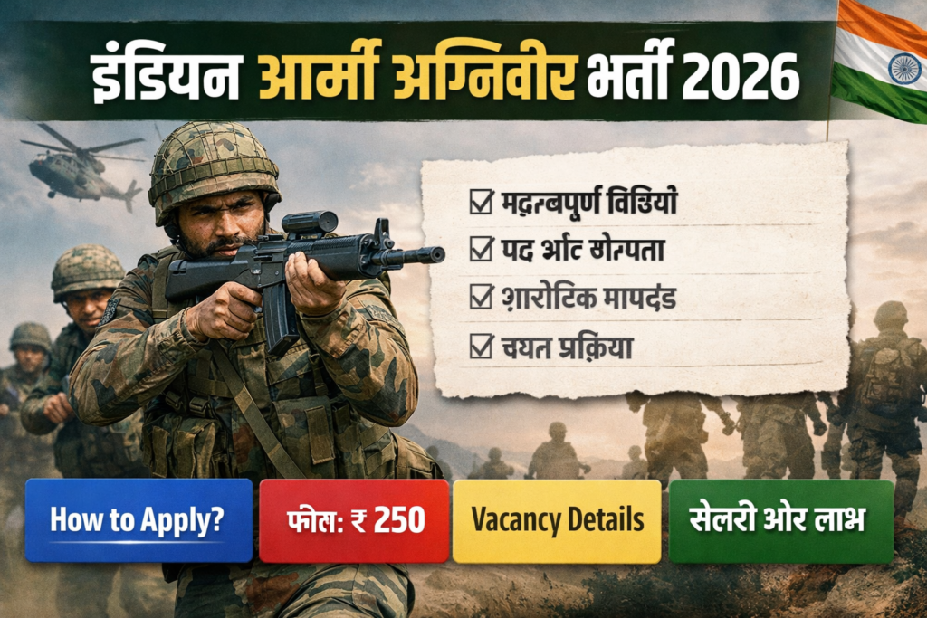 Indian Army Agniveer Recruitment 2026: पूरी जानकारी, योग्यता, चयन प्रक्रिया और आवेदन कैसे करें