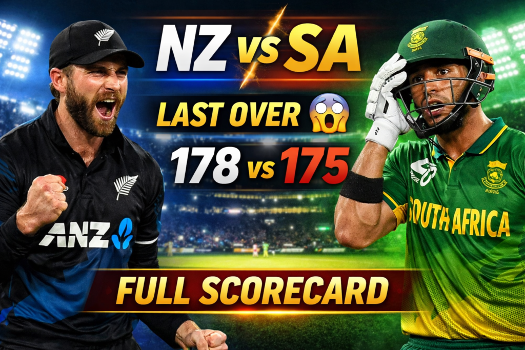 New Zealand vs South Africa Match Scorecard – पूरा विश्लेषण, रिकॉर्ड्स और अहम मोमेंट्स