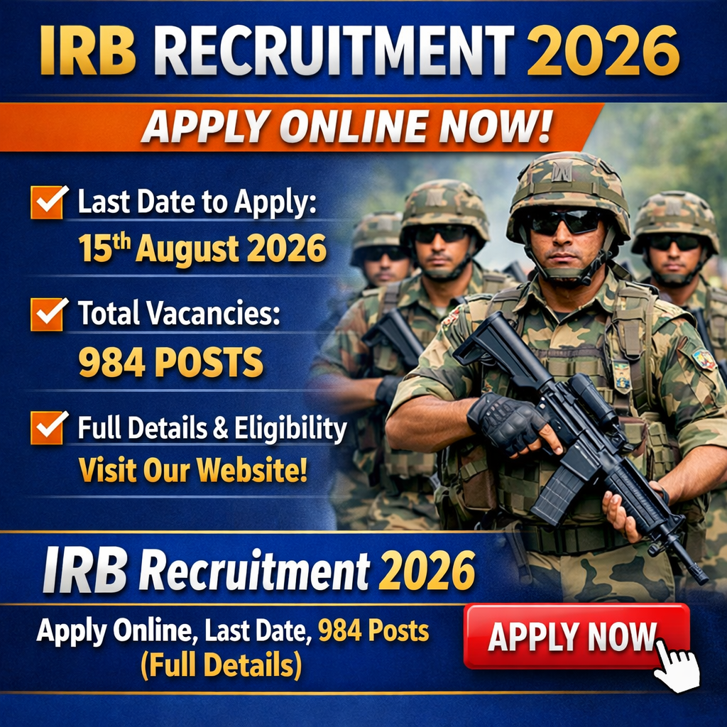 IRB Recruitment 2026 Apply Online, Last Date, 984 Posts (Full Details)